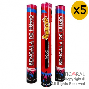 BENGALA DE HUMO ROJO BOMBUCHA x 5 UNIDADES